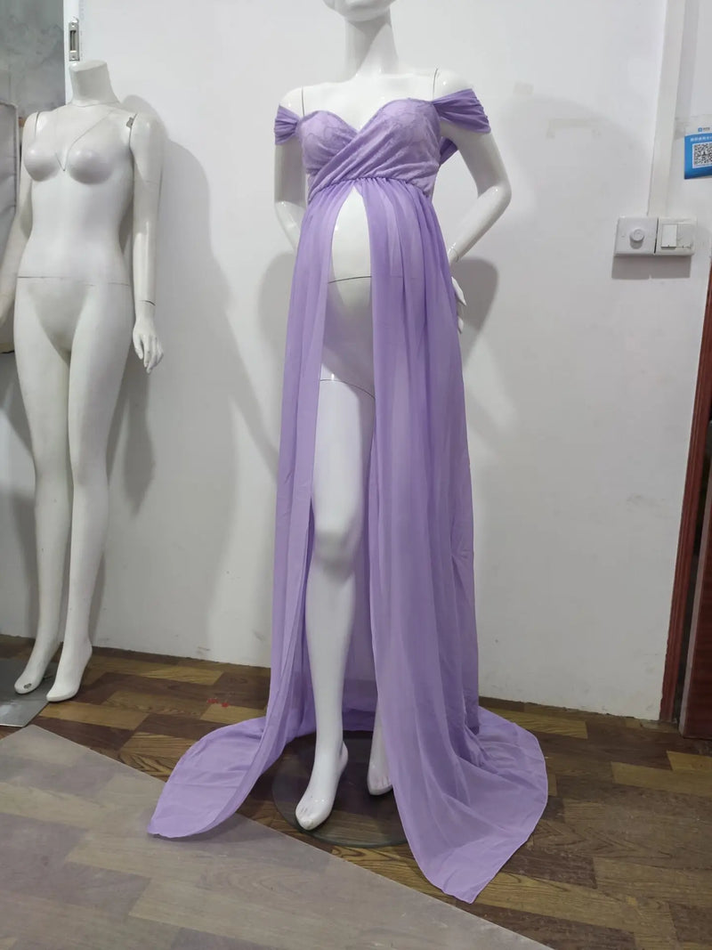 Vestido premamá de encaje de tiro