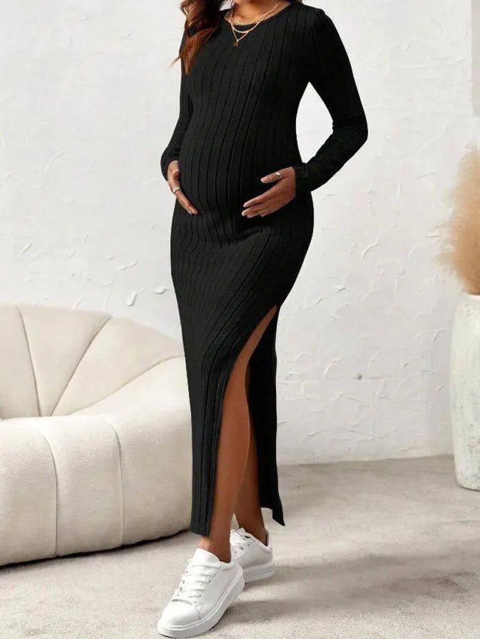 Robe de Grossesse Manche Longue Fendue