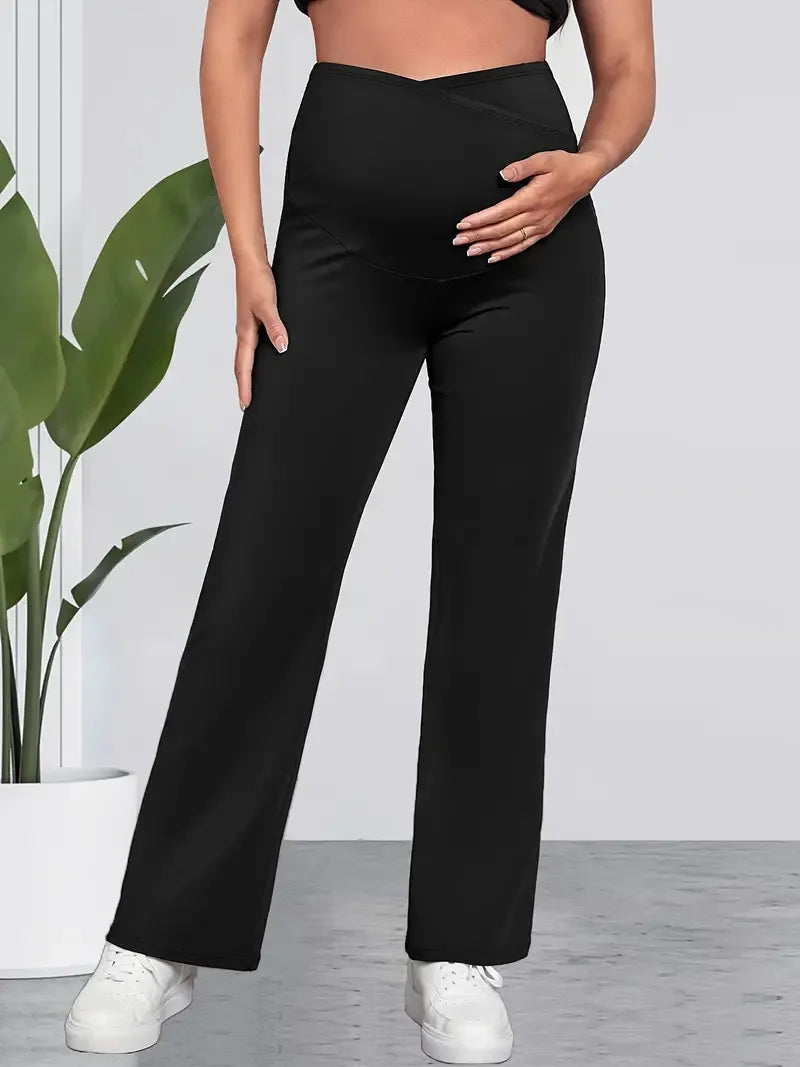 Pantalon de Grossesse Noir Taille Haute Chic